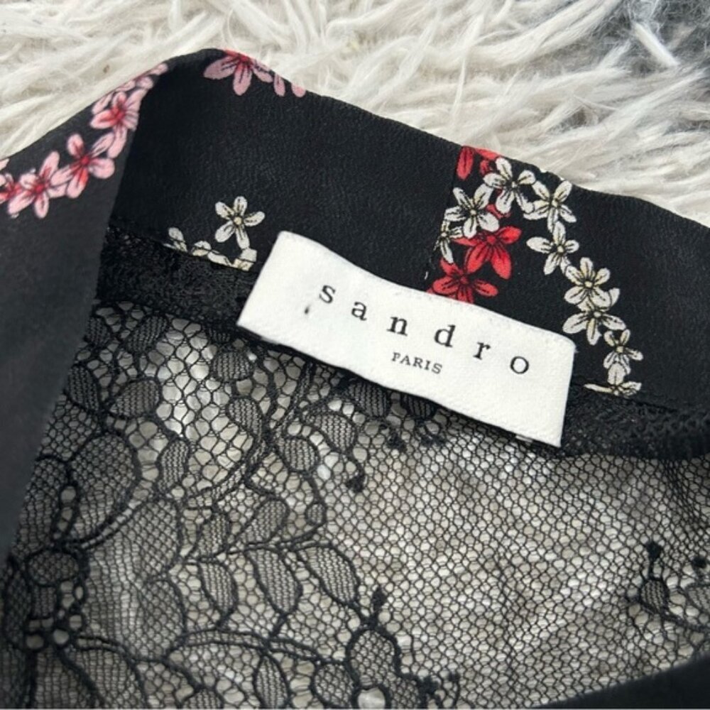 Sandro Hearts and Lace Silk Shirt - Picture 10 of 12